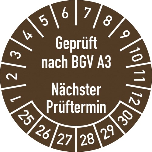 Dreifke® Prüfplakette Geprüft nach...2025-2030, Dokumentenfolie, Ø 30 mm, 10 Stück/Bogen Image