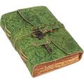 Leather Journal - Antique Handmade Deckle Edge Vintage Paper Leather Bound Journal - Book of Shadows Journal - Leather Sketchbook - Drawing Journal - Great Gift ( Green ) 8x6 Inch