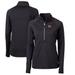 Women's Cutter & Buck Black Norfolk Tides Adapt Eco Knit Stretch Recycled Half-Zip Top