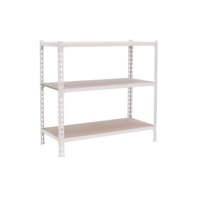 SimonRack Maderclick schraubenloses Metallregal 3 Böden. Farbe WEISS/HOLZ 1000x900x400 mm Image
