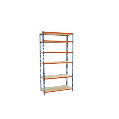 SimonRack Maderclick schraubenloses Metallregal 6 Böden. Farbe BLAU/ORANGE/HOLZ 2500x1200x400 mm Image