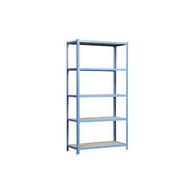 SimonRack Maderclick schraubenloses Metallregal 5 Böden. Farbe BLAU/HOLZ 2000x1100x500 mm Image