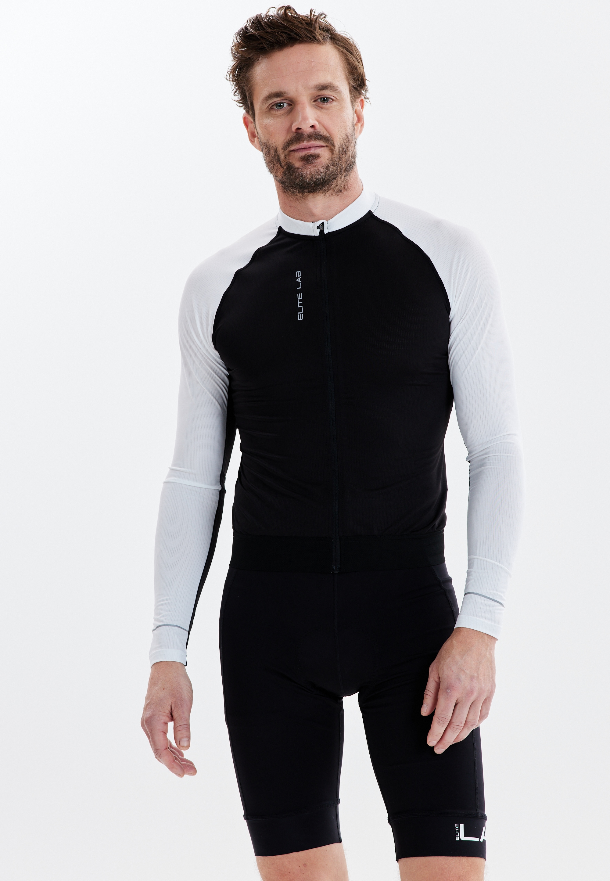 Radtrikot ELITE LAB "Bike Elite X1", Herren, Gr. L, schwarz-weiß (weiß, schwarz), 82% Polyester, 18% Elasthan, mehrfarbig, normal, Rundhals, Trikots, aus leichten und schnell trocknenden Materialien Image