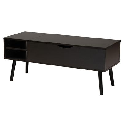 Roden Modern Two-Tone Black And Espresso Brown Finished Wood Coffee Table With Lift-Top Storage Comp by Baxton Studio in Black Espresso