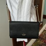 Kate Spade Bags | Kate Spade Like New Crossbody Bag Wallet Chain Strap Detail Saffiano Leather | Color: Black/Gold | Size: 7.5”W X 5.25”H X 1.5”D + Exp.