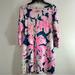 Lilly Pulitzer Dresses | Lilly Pulitzer Pink Floral Dress Size Small Three Quarter Sleeve Knee Length | Color: Blue/Pink | Size: S