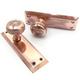 Jones & Grey Bellport New York Antique Copper Solid Brass Round Knobs Door Handles on Backplate