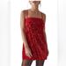 Free People Dresses | Free People That Girl Rosy Ruby Red Sequin Velvet Lace Tie Back Mini Slip Dress | Color: Red | Size: Xs