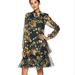 Ralph Lauren Dresses | $165 Ralph Lauren Floral Print Tie-Neck Dress / Long Sleeves In Green | Color: Green/Orange | Size: 12