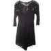 Free People Dresses | Free People Sz 2 Womens Black Floral Mesh Long Sleeve Round Neck Dress | Color: Black | Size: 2
