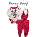 Disney Matching Sets | Mickey Mouse Disney Baby 3 Piece Outfit Size 0-3 Months | Color: Cream/Red | Size: 0-3mb