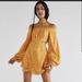 Free People Dresses | Nwt Free People Jael Cutout Mini Dress Golden Yellow Motif Floral Long Sleeve Xs | Color: Orange/Yellow | Size: Xs