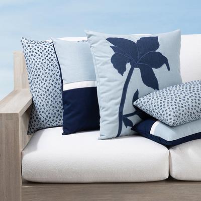 Blue Botanic Indoor/Outdoor Pillow Collection by Elaine Smith - Chenille Cub, 20" x 20" Square Chenille Cub - Frontgate
