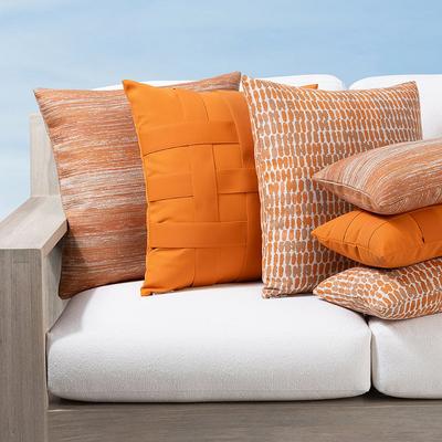 Mandarin Orange Indoor/Outdoor Pillow Collection by Elaine Smith - Textured, 20" x 20" Square Textured - Frontgate