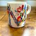 Anthropologie Dining | 2/$20 Anthropologie Starla M. Halfmoon Floral Initial M Tea Mug Coffee Cup | Color: Red/White | Size: Approx 4” High
