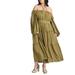 Plus Size Women's Tiered Ruffle Maxi Dress by ELOQUII in Olive Branch (Size 14)