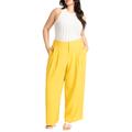 Plus Size Women's Trouser With Pleats by ELOQUII in Yellow Kiwi (Size 14)
