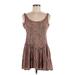 Brandy Melville Casual Dress - A-Line Boatneck Sleeveless: Brown Leopard Print Dresses