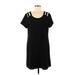 Charming Charlie Casual Dress - Shift Scoop Neck Short sleeves: Black Print Dresses - Women's Size Medium