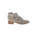 Dolce Vita Ankle Boots: Slip-on Chunky Heel Boho Chic Gray Print Shoes - Women's Size 9 1/2 - Almond Toe