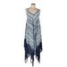 Tommy Bahama Casual Dress - Midi V Neck Sleeveless: Blue Color Block Dresses - Women's Size Large