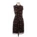 Elie Tahari Casual Dress - Shirtdress Mock Sleeveless: Brown Dresses - Women's Size 4