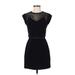 Express Casual Dress - Mini High Neck Short sleeves: Black Print Dresses - Women's Size 0