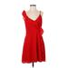 BB Dakota Casual Dress - Mini V-Neck Sleeveless: Red Solid Dresses - Women's Size 6