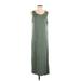 H&M L.O.G.G. Casual Dress - Midi Scoop Neck Sleeveless: Green Solid Dresses - Women's Size Medium