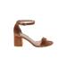 GB Gianni Bini Heels: Strappy Chunky Heel Casual Brown Solid Shoes - Women's Size 8 1/2 - Open Toe