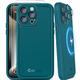 COOLQO Magnetic for iPhone 15 Pro Max Case 2X[Tempered Glass Screen Protector+Camera Lens Protectors] Shockproof Protective Phone Case for iPhone 15 Pro Max, Green