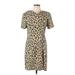 Sag Harbor Cocktail Dress - Sheath Crew Neck Short sleeves: Tan Leopard Print Dresses - Women's Size 10