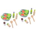 ERINGOGO 2 Sets Cooking and Dining Kitchen Set Cooking Tableware Toys Cookware Playset Toys Mini Kitchen Playset Kids Kitchen Playset Kitchen Playset Utensils Toddler Wooden Cutlery Set