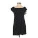 Tommy Bahama Casual Dress - Shift Boatneck Short sleeves: Black Polka Dots Dresses - Women's Size 2X-Small