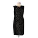 R&M Richards Cocktail Dress - Sheath: Black Jacquard Dresses - Women's Size 12