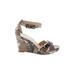 Nine West Wedges: Gray Snake Print Shoes - Women's Size 8 1/2 - Open Toe