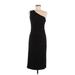 Dress the Population Cocktail Dress - Midi One Shoulder Sleeveless: Black Print Dresses - Women's Size Small