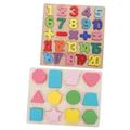 ERINGOGO 12 Sets Three-dimensional Puzzle Number Shape Stacker Toddler Number Learning Puzzle Kids Stem Match Toy Kids Educational Toys Wooden Child Letter Jigsaw