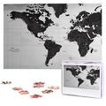 KHiry Puzzles 1000 Pieces Personalized Jigsaw Puzzles Black and white world map Photo Puzzle Challenging Picture Puzzle for Adults Personaliz Jigsaw with storage bag (29.5" x 19.7")