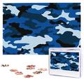 KHiry Puzzles 1000 Pieces Personalized Jigsaw Puzzles Blue Camo Photo Puzzle Challenging Picture Puzzle for Adults Personaliz Jigsaw with storage bag (29.5" x 19.7")
