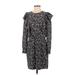 Club Monaco Casual Dress Crew Neck Long sleeves: Black Floral Dresses - Women's Size 6