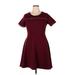 City Chic Casual Dress - A-Line: Burgundy Solid Dresses - Women's Size 16 Plus