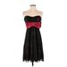 Teeze Me Casual Dress - A-Line Sweetheart Sleeveless: Black Print Dresses - Women's Size Medium