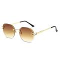 HCHES Vintage Rimless Square Sunglasses Men Women Frameless Sun Glasses for Male Eyeglasses,C2 Gold Brown,one size