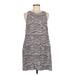 Ann Taylor LOFT Casual Dress - Shift Crew Neck Sleeveless: Gray Zebra Print Dresses - Women's Size 6