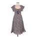 Tory Burch Casual Dress - Midi: Gray Print Dresses - Women's Size Medium