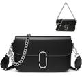 SaYoc Crossbody Bags for Women Trendy - Leather Cross body Purse Designer Shoulder Handbags Clutch Bag with Guitar Strap (Black)