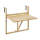 WENKO Bamboo folding table Waikiki, table for a balcony or camping with infinitely adjustable wall holders and fold-down table top made of lacquered bamboo, 64 x 65 x 44 cm