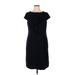 Sandra Darren Casual Dress - Sheath High Neck Short sleeves: Black Solid Dresses - Women's Size 16