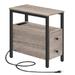 2Pcs End Tables with Charging Station, Narrow Side Table with Drawers & USB Ports & Power Outlets, Nightstand for Small Spaces